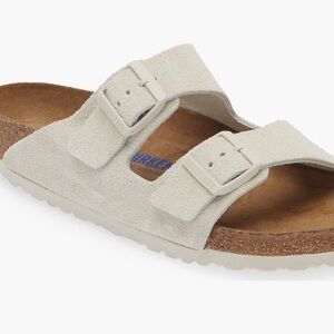 Birkenstock Arizona Suede Sandals in Off-White/Cream